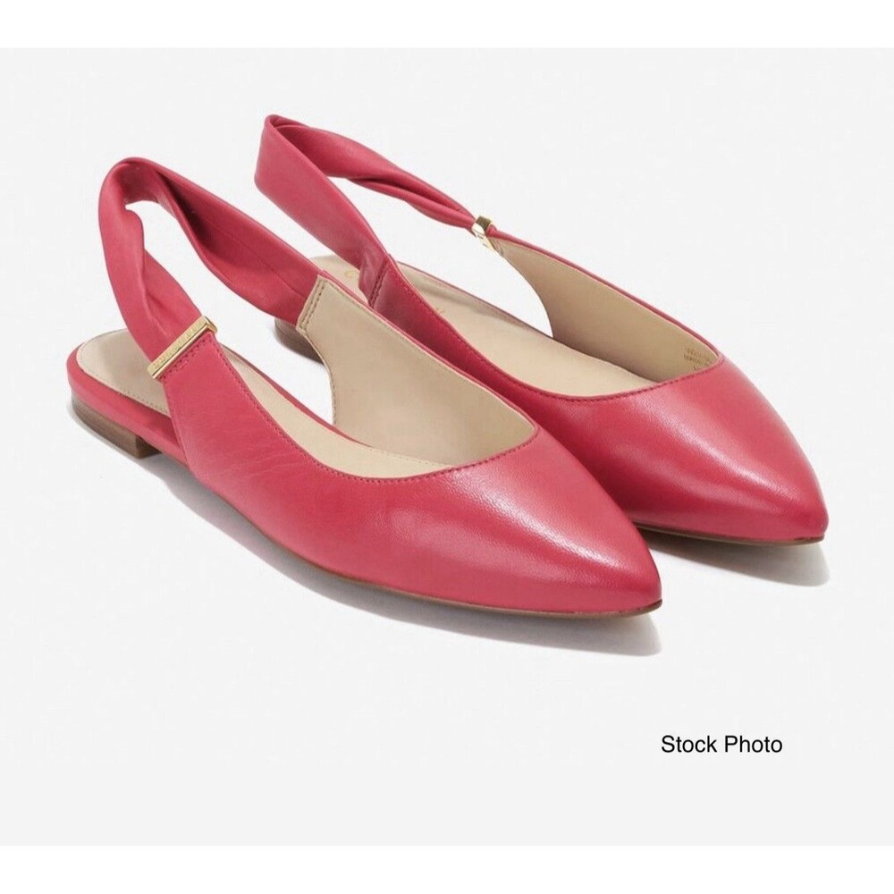 COLE HAAN Eden Skimmer Berry Pink Leather Ballet Flat Slingback Women’s Sz 8.5 B